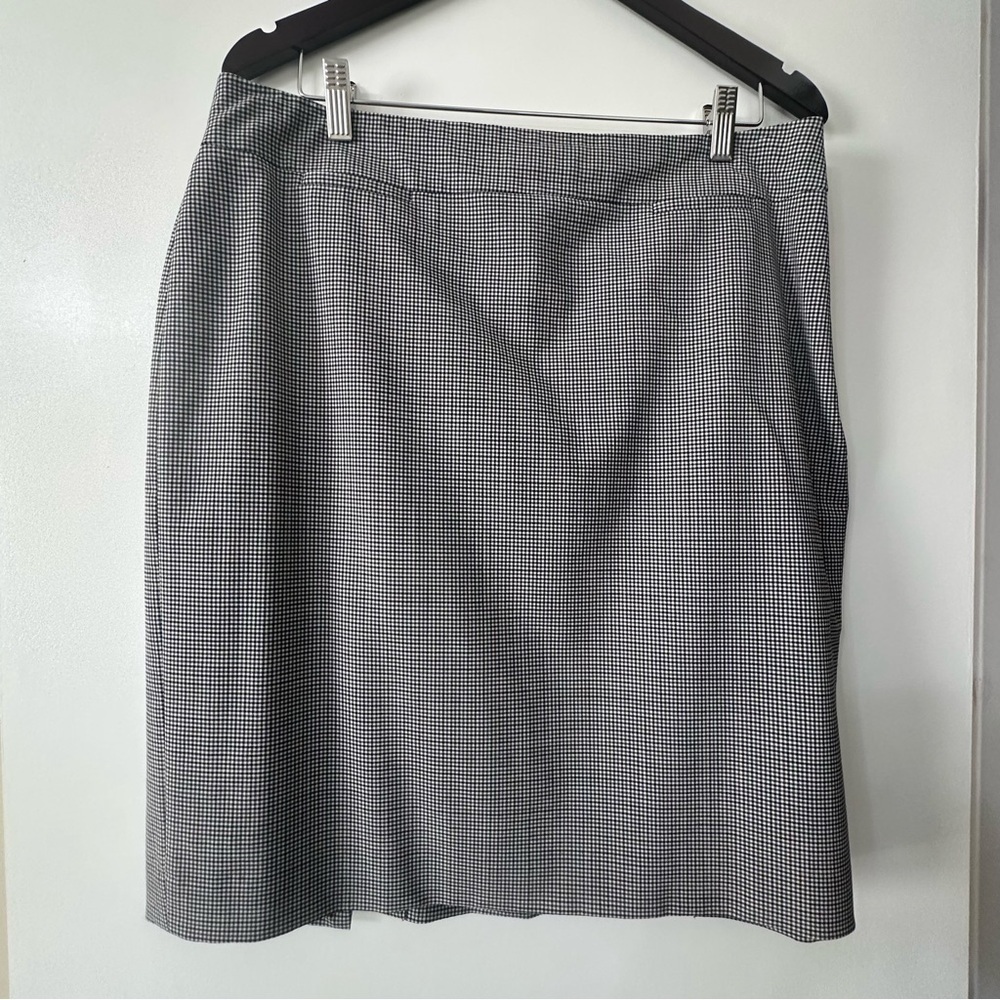 Banana Republic Plaid Blue Cream Black Pencil Suit Skirt Size 14